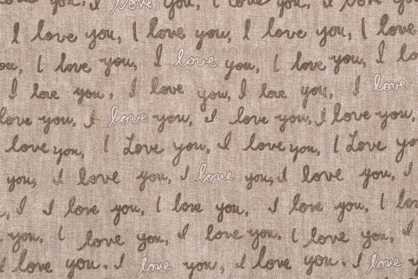 Ellen Degeneres I Love You Printed Cotton Drapery Fabric in Natural