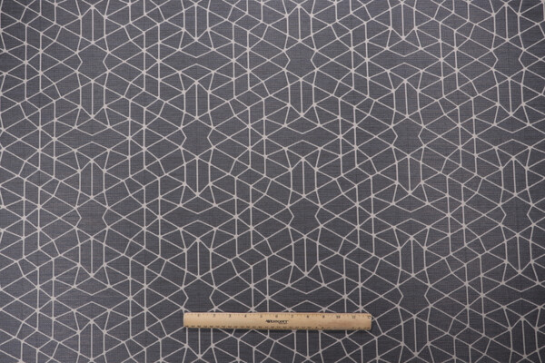 Fretwork Woven Solution Dyed Acrylic Outdoor Fabric in Smoke