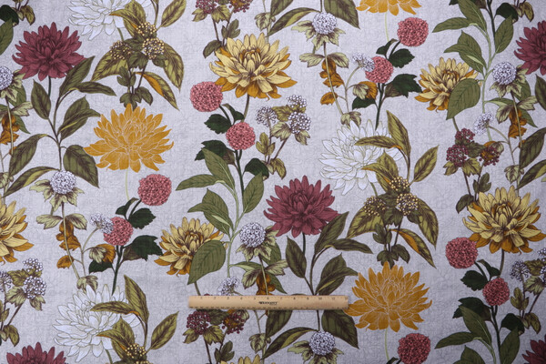 Stof France Clothilde Printed Cotton Drapery Fabric in Jaune