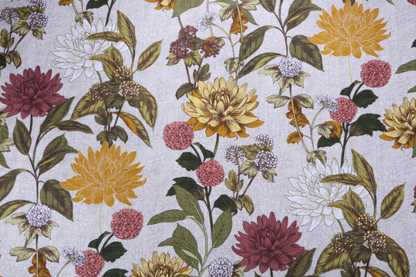 Stof France Clothilde Printed Cotton Drapery Fabric in Jaune