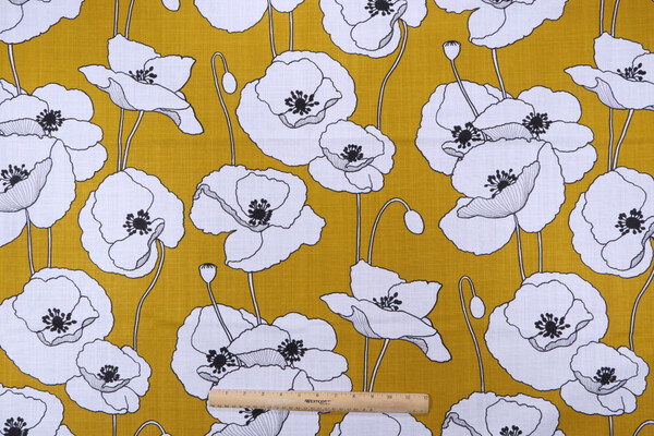 Click for 1.63 Yards Stof France Pavot Printed Cotton Drapery Fabric in Moutarde Stof France Pavot Printed Cotton Drapery Fabric in Moutarde