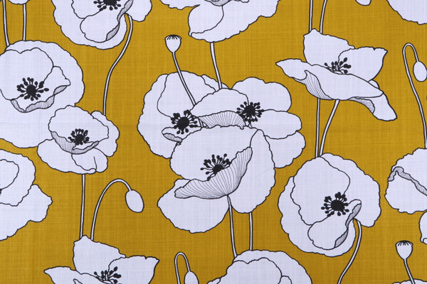 Click for 1.63 Yards Stof France Pavot Printed Cotton Drapery Fabric in Moutarde Stof France Pavot Printed Cotton Drapery Fabric in Moutarde
