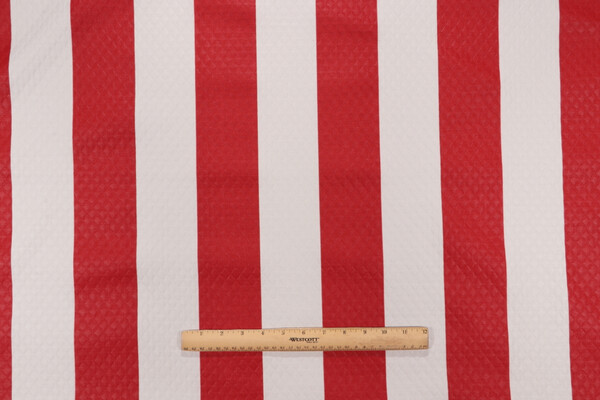 Richloom Cabana Stripe-Diamond Tech Printed Polyester Outdoor Fabric in Red