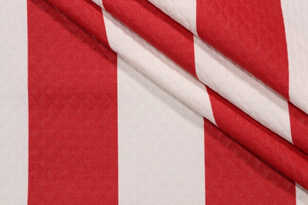 Richloom Cabana Stripe-Diamond Tech Printed Polyester Outdoor Fabric in Red