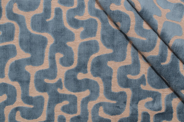 Hamilton Backlash Velvet Upholstery Fabric in Nile