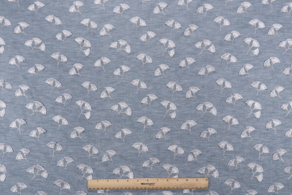 PK Lifestyles Whispering Leaf Embroidered Drapery Fabric in Chambray