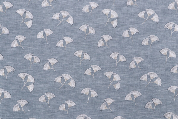 PK Lifestyles Whispering Leaf Embroidered Drapery Fabric in Chambray