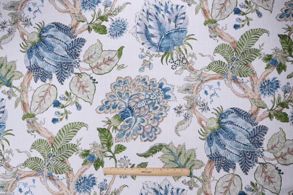 Kaufmann Lamirada Printed Cotton Drapery Fabric in Capri