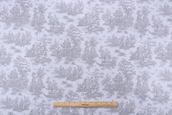Premier Prints Jamestown Toile Printed Cotton Drapery Fabric in Storm