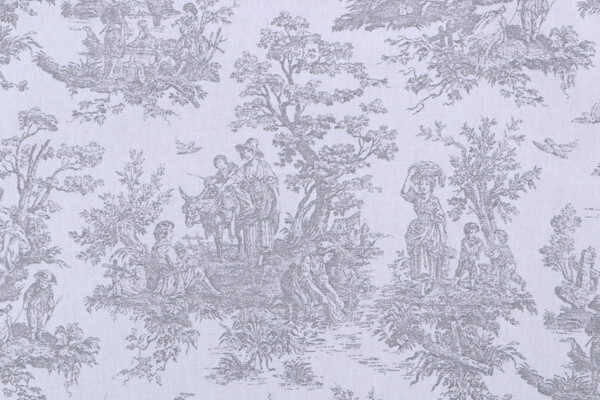 Premier Prints Jamestown Toile Printed Cotton Drapery Fabric in Storm