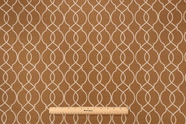 Phifer Geobella Linked Scroll Woven Olefin Outdoor Fabric in Antique Gold