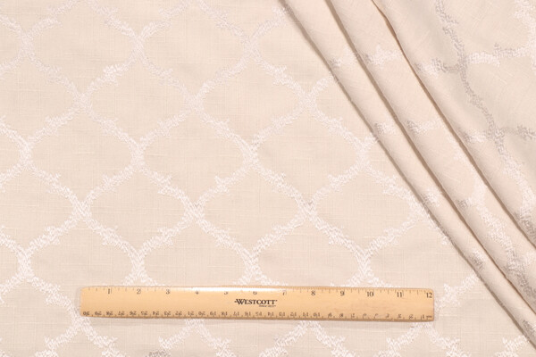 Richloom Koppel Embroidered Drapery Fabric in Ivory