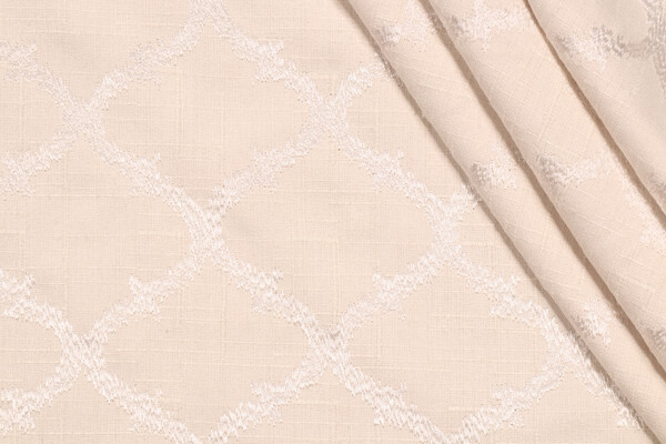 Richloom Koppel Embroidered Drapery Fabric in Ivory