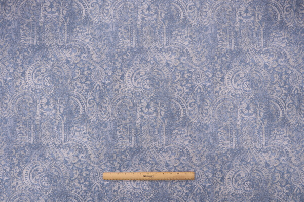 Mill Creek Pleasantdale Printed Cotton Drapery Fabric in Windsor Blue