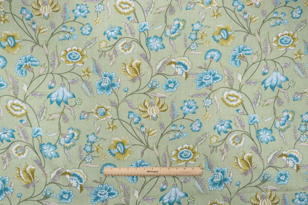 Kaufmann Marseille Printed Cotton Twill Drapery Fabric in Apple