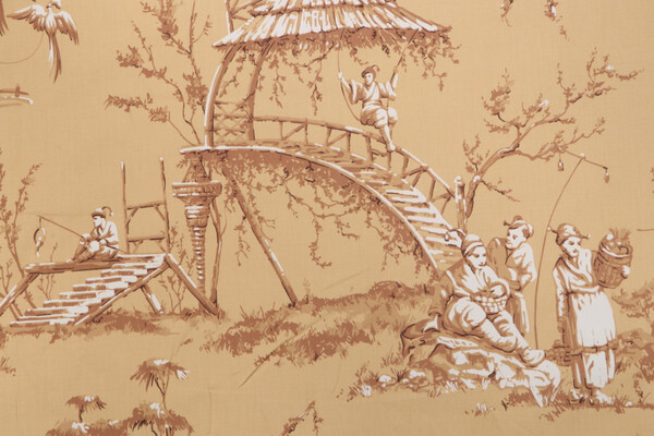 Thibaut Meridian F95306 Printed Cotton Drapery Fabric in Dark Gold