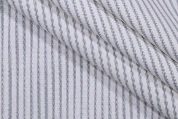 Magnolia Home Berlin Ticking Stripe Printed Cotton Drapery Fabric in Lake
