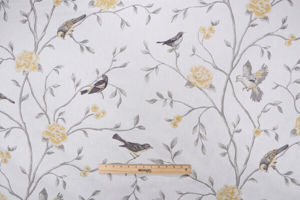 Vern Yip Chino Final Printed Linen Blend Drapery Fabric in Grey Citrine for Trend