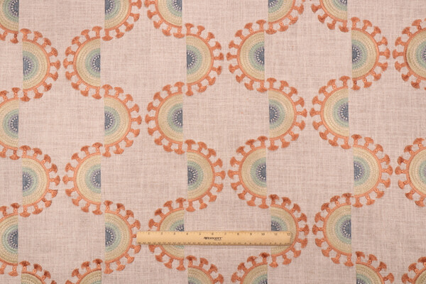 PK Lifestyles Solara Emb Woven Embroidered Drapery Fabric in Sunset