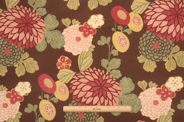 Thibaut Coco F93220 Printed Linen Drapery Fabric in Brown