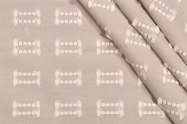 Click for 0.75 Yards PK Lifestyles Tassel Emb Drapery Fabric in Steam PK Lifestyles Tassel Emb Drapery Fabric in Steam