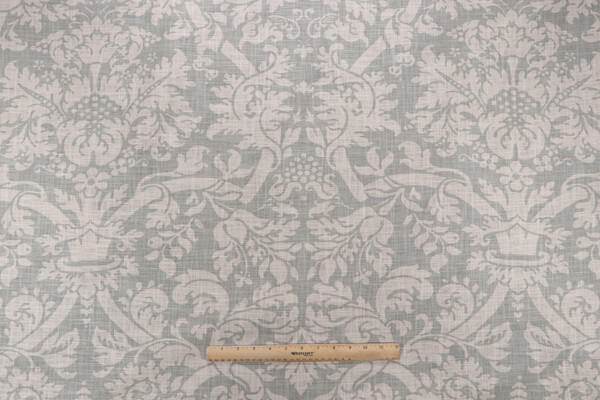 Thibaut Residence Damask F91349 Printed Linen Blend Drapery Fabric in Slate Blue