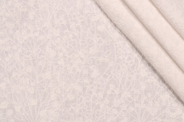 Valiant Fabrics Lola Embroidered Drapery Fabric in Off-White