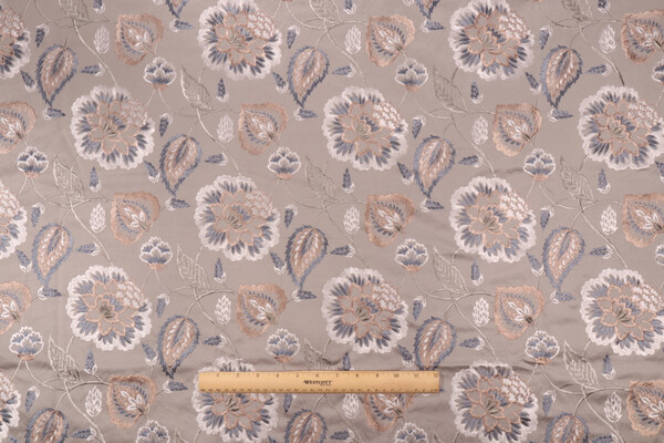 Valiant Fabrics Lydia Embroidered Drapery Fabric in Haze