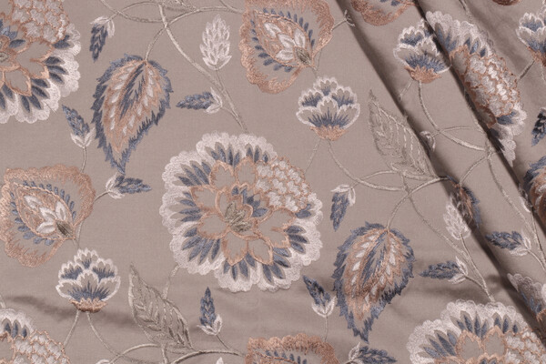 Valiant Fabrics Lydia Embroidered Drapery Fabric in Haze