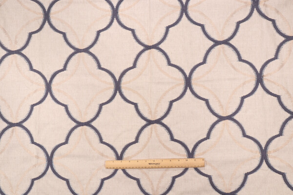 Valiant Fabrics Tempo Embroidered Drapery Fabric in Nautic