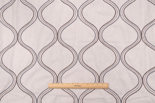 Valiant Fabrics Remy Embroidered Drapery Fabric in Nautic
