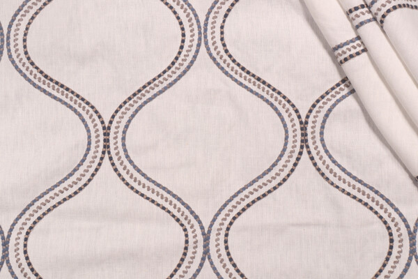 Valiant Fabrics Remy Embroidered Drapery Fabric in Nautic
