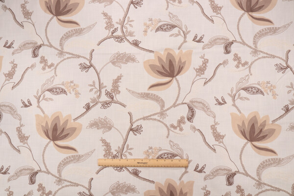 Valiant Fabrics Monica Embroidered Drapery Fabric in Natural
