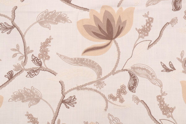 Valiant Fabrics Monica Embroidered Drapery Fabric in Natural