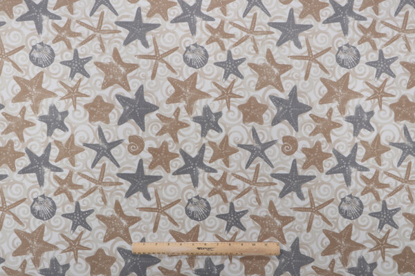 Terrasol - Starfish Printed Polyester Outdoor Fabric in Natural