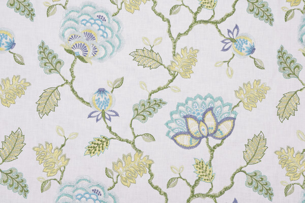 Covington Wheaton Embroidered Drapery Fabric in 548-Isle Waters 