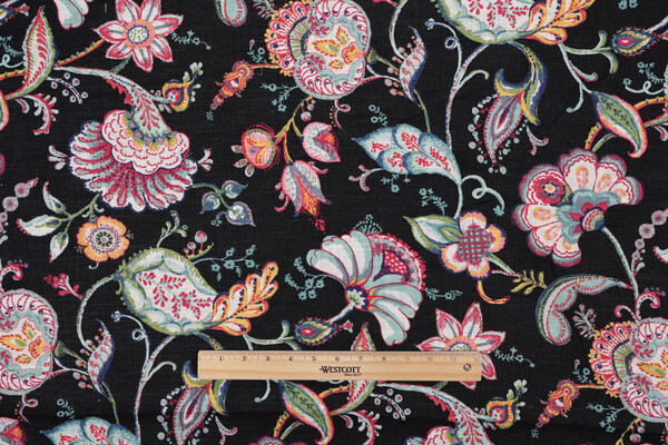 Covington Wedgewood Printed Linen Blend Drapery Fabric in 99-Onyx 