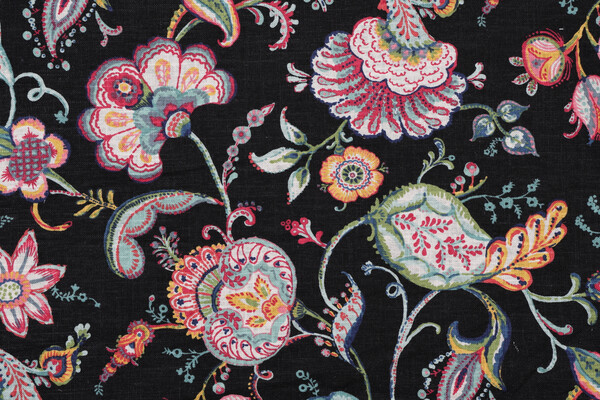 Covington Wedgewood Printed Linen Blend Drapery Fabric in 99-Onyx 