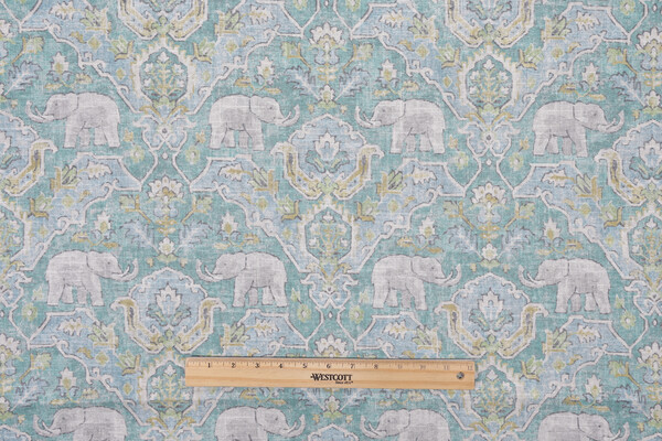 Covington Loxodonta Printed Linen Blend Drapery Fabric in 542-Caribe 