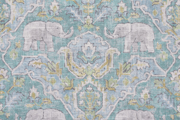 Covington Loxodonta Printed Linen Blend Drapery Fabric in 542-Caribe 