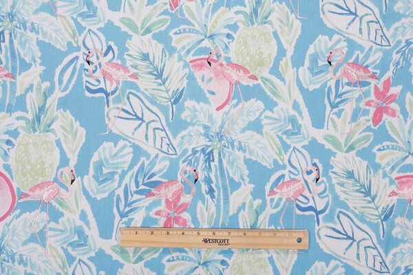 Sample of Covington Pretty In Pink Printed & Embroidered Polyester Drapery Fabric in 753-Cotton Candy 