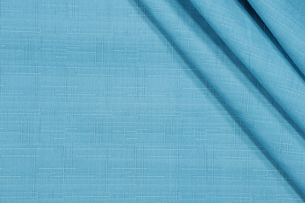 Veranda Printed Slubbed Polyester Outdoor Fabric in Turquoise 