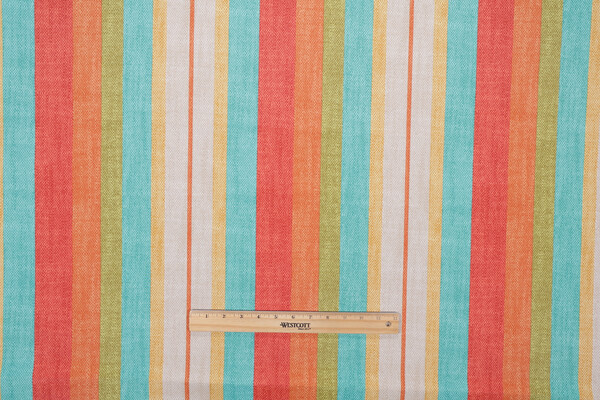 Boca Stripe Printed Polyester Outdoor Fabric in Multi 