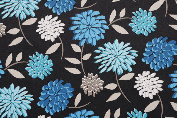 Sample of Astra Printed Polyester Outdoor Fabric in Black 