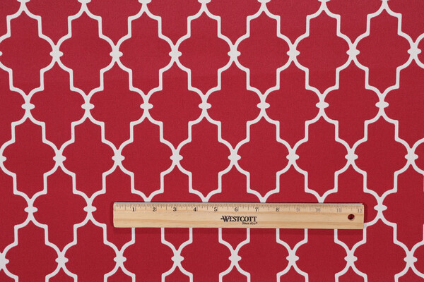 Sample of Bryant Fabrics Garden Gate Printed Polyester Outdoor Fabric in Pompeii Red 