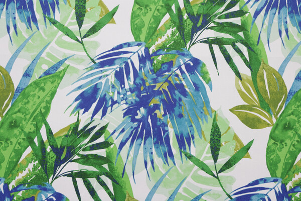 Soleil Printed Polyester Outdoor Fabric in Blue/Green 