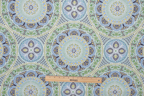 Bryant Fabrics Delancy Printed Polyester Outdoor Fabric in Lagoon 