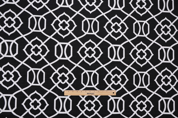 Richloom Solarium Kirkland Printed Polyester Outdoor Fabric in Black 