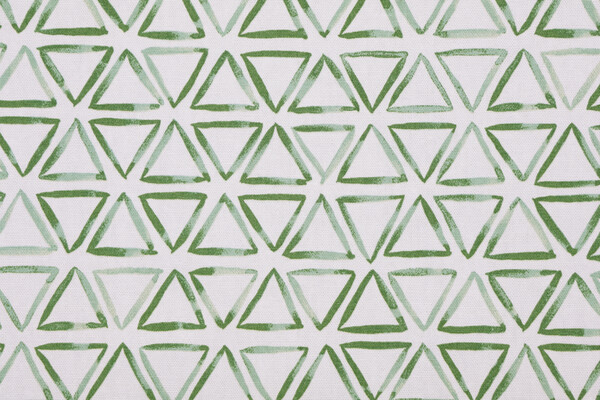 Waverly Painted Triangles Printed Cotton Drapery Fabric in Verte 