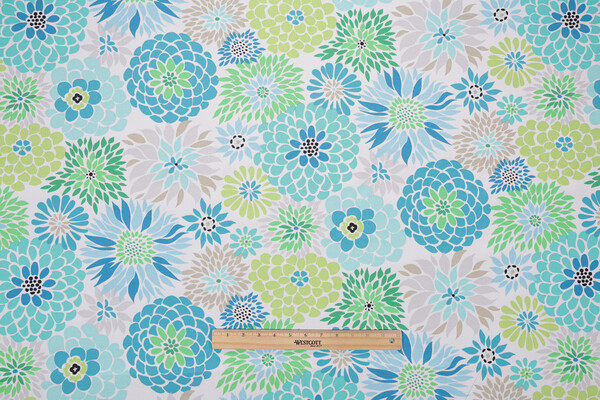 Gigi Printed Polyester Outdoor Fabric in Seaglass 